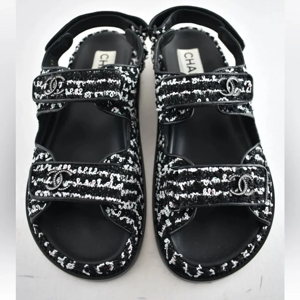 CHANEL CC tweed dad sandals, US 9 - Picture 6 of 15